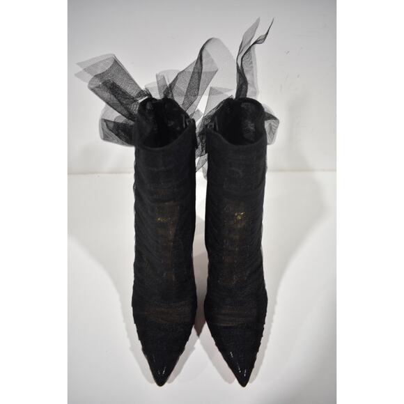 Christian Louboutin Libellibooty 100 Black Mesh Tulle Ankle Boot Heel Pump 40 - Picture 4 of 12